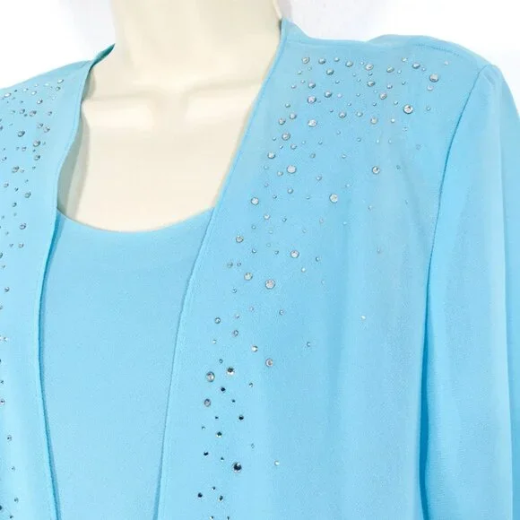 VTG Ursula of Switzerland 2 Pc Gown /Crystal Jacket Sz 12 Flowy Chiffon Wedding - Picture 5 of 14